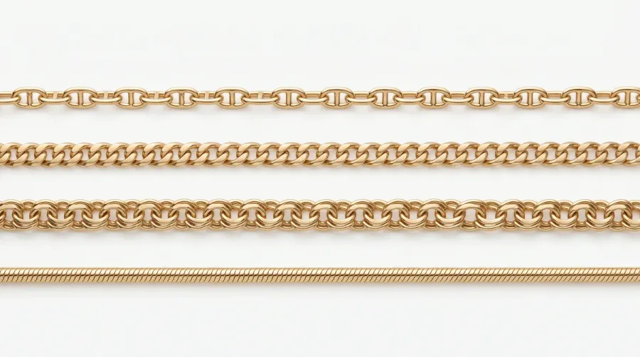 Guia de tipos de cadenas: eslabon, barbada, serpiente