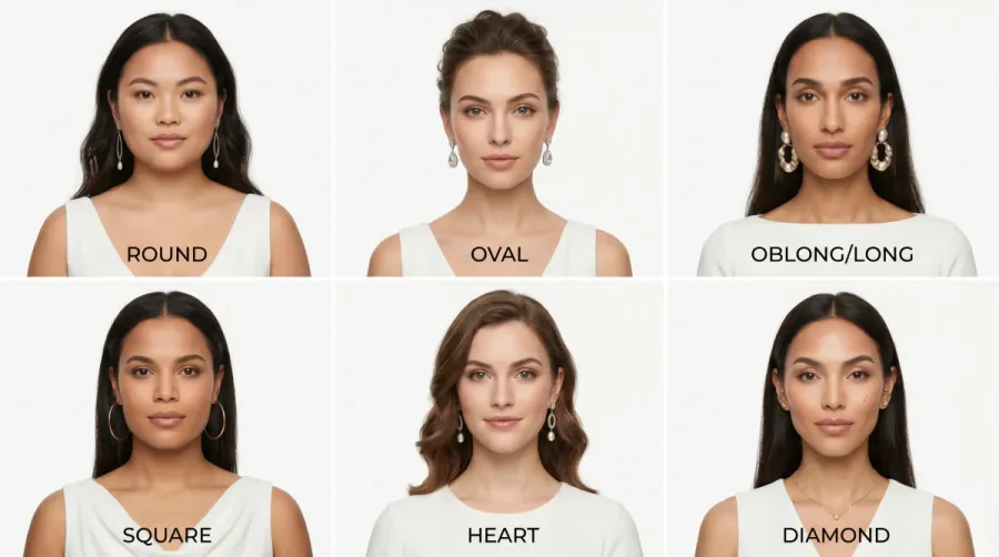 Joyas según la forma de la cara: cómo elegir pendientes, collar y peinado
