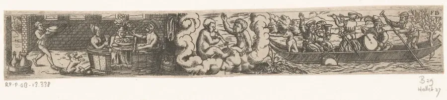 Grabado de Geminis como signo de mayo, de la serie Los doce meses del ano con los signos del zodiaco, Franz Isaac Brun, hacia 1559, Rijksmuseum