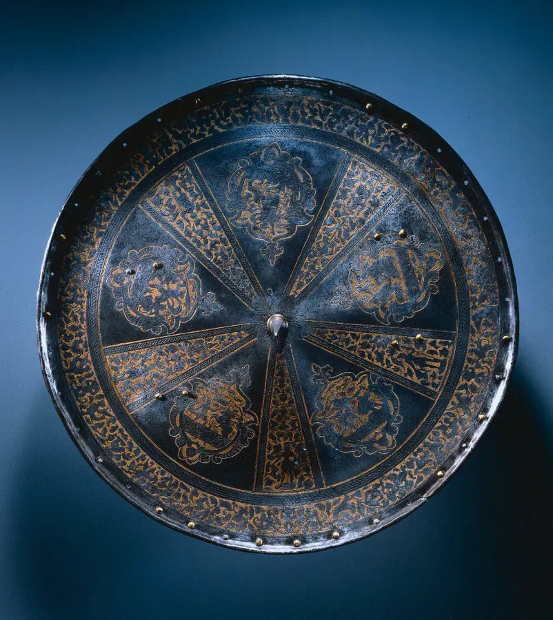 Rodela, escudo redondo milanés hacia 1570, Cleveland Museum of Art