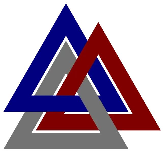 Valknut unicursal: tres triangulos dibujados con una sola linea continua