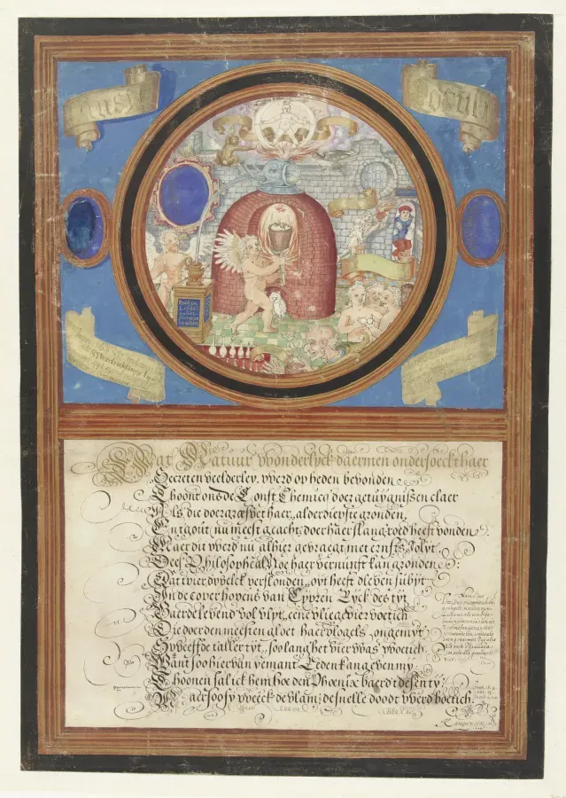 Alegoría de la Alquimia de Paulus de Kempenaer, 1606, sobre pergamino