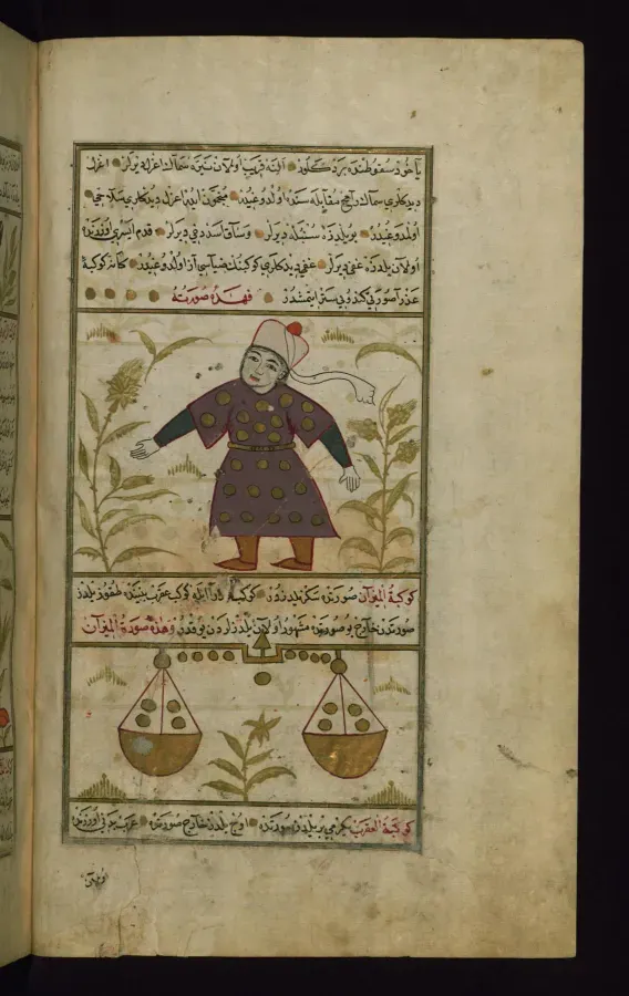 Manuscrito otomano del siglo XVIII con las figuras de Virgo y Libra